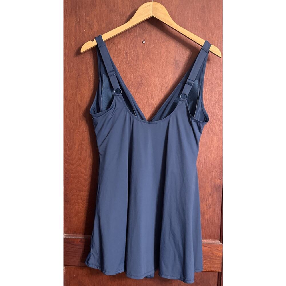 Nip Tuck Swim Curve Women’s 16 Blue Swimdress One Piece Swimsuit Ruched Wrap - Picture 2 of 8